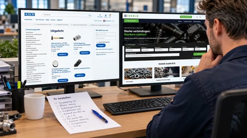 Inkoper zoekt materialen afzonderlijk op bij verschillende leveranciers.