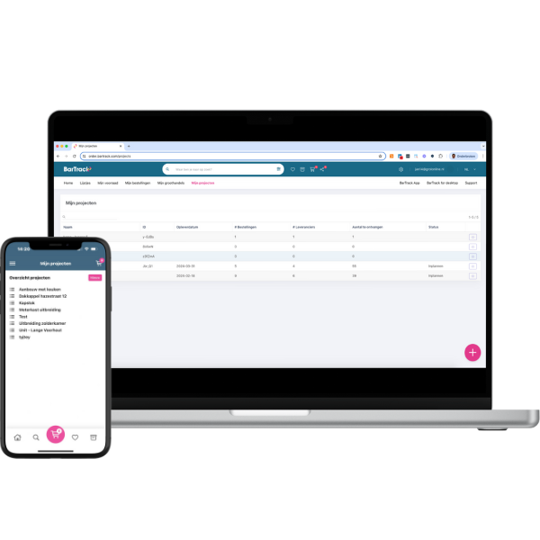 BarTrack Bestellers verzamelen hun bestellingen per project